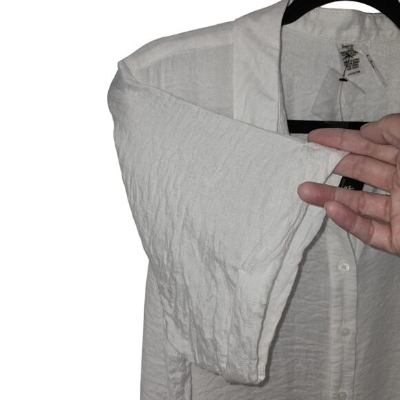 NWT Lulus Button-Front Collared Shirt Dress Size L White Summer Beach Cover Up - Picture 6 of 11